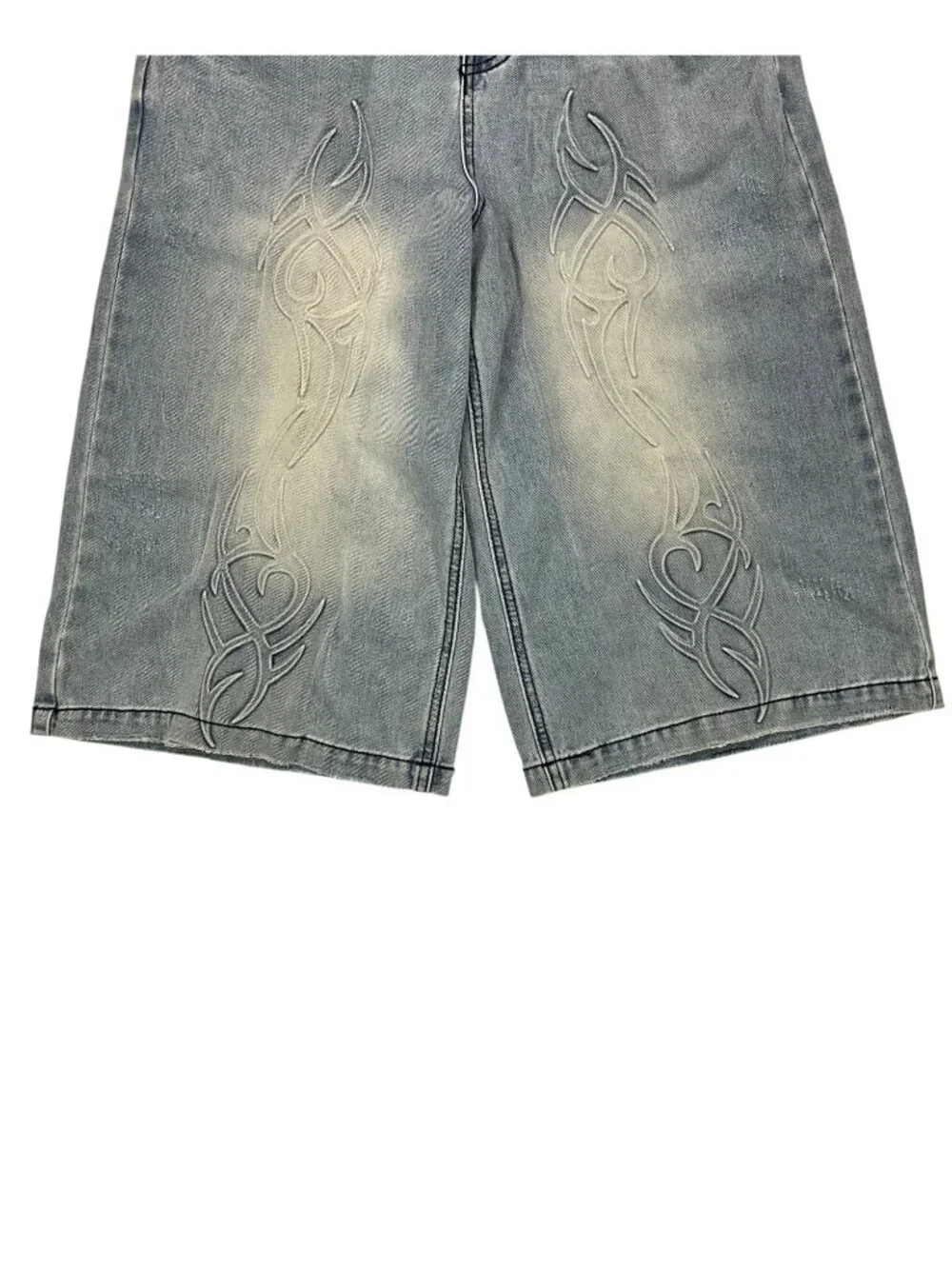 Austin Landing Queen Jorts Denim Shorts 3 Blue Embroidered Tribal Skater